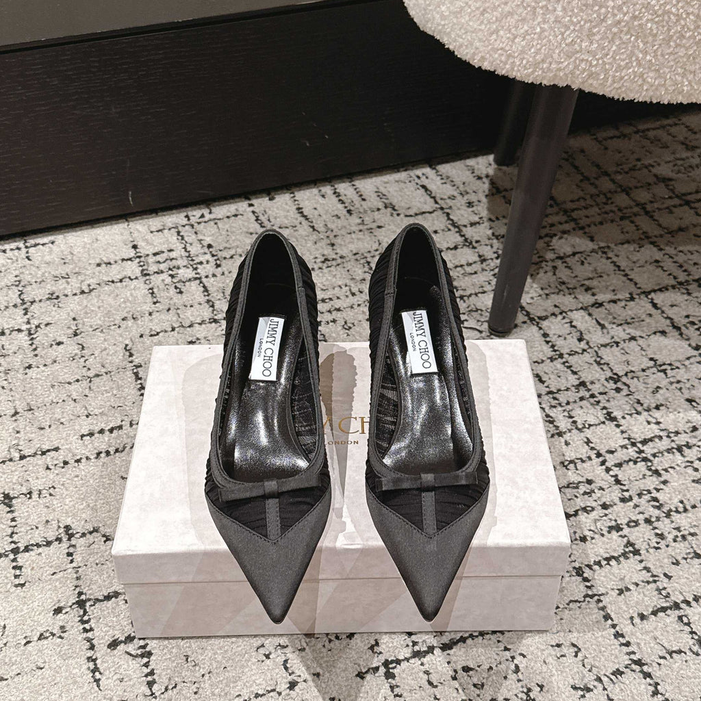 JIMMY CHOO 26S POINTED-TOE HIGH HEELS 65 MM IN BLACK FABRIC