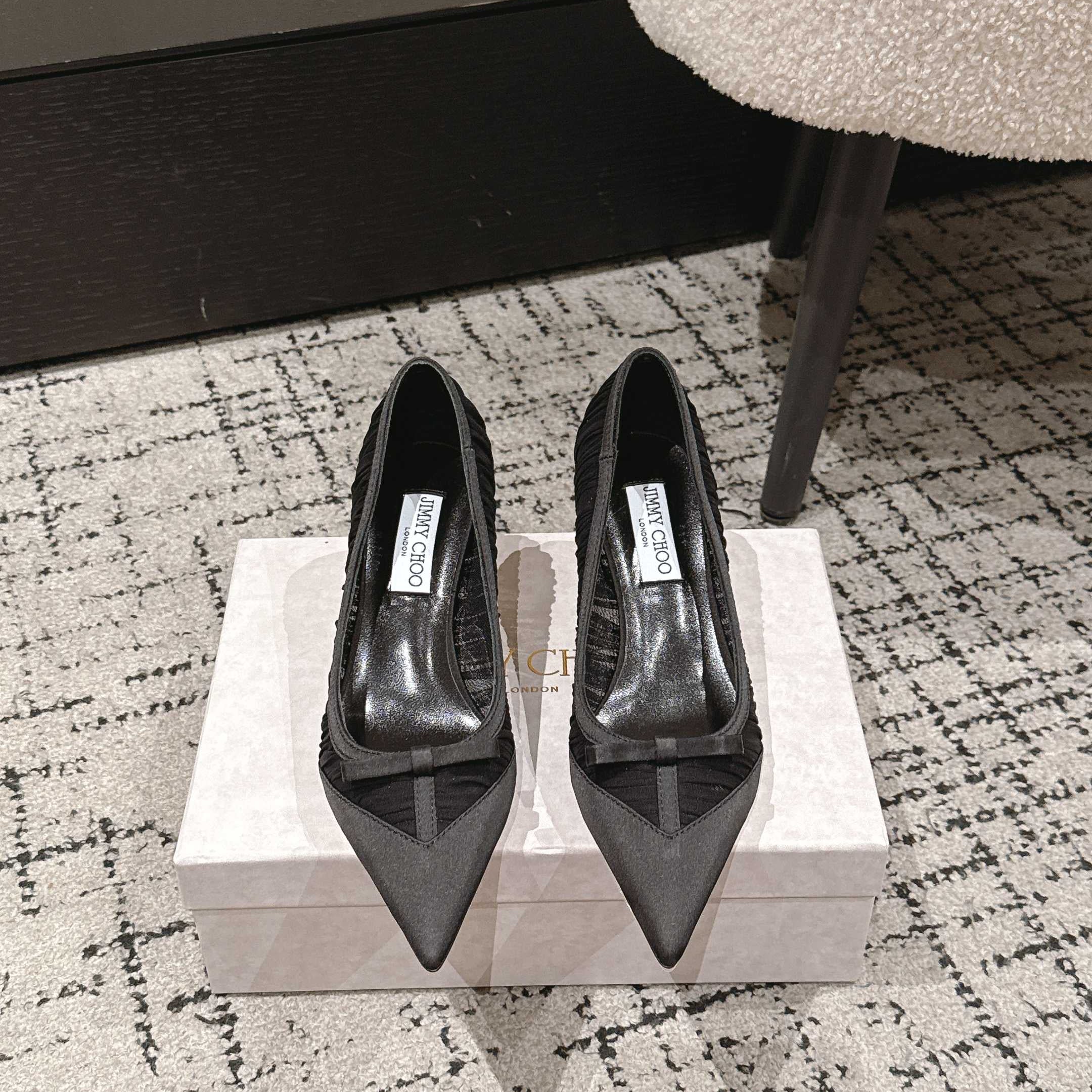 JIMMY CHOO 26S POINTED-TOE HIGH HEELS 65 MM IN BLACK FABRIC