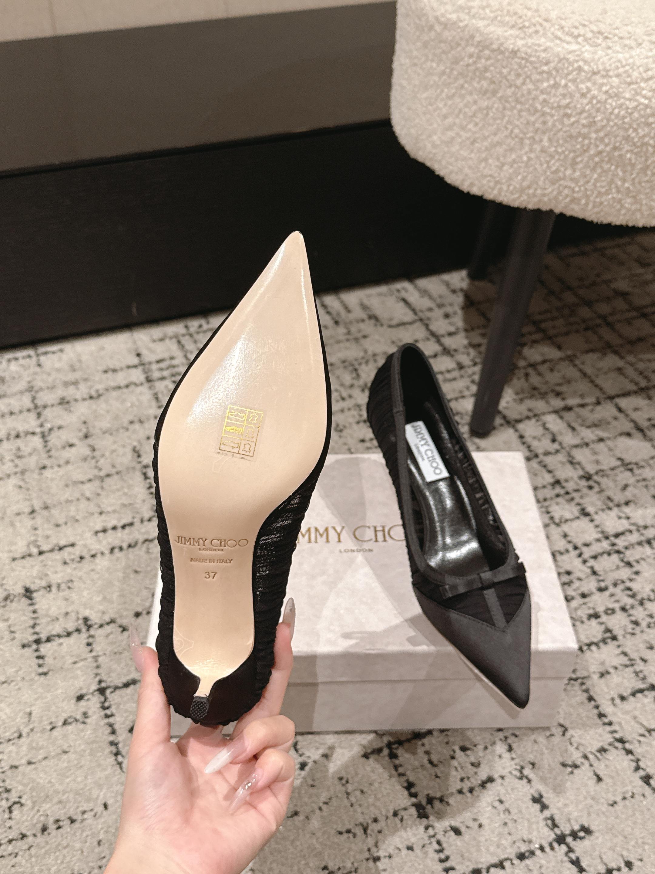 JIMMY CHOO 26S POINTED-TOE HIGH HEELS 65 MM IN BLACK FABRIC