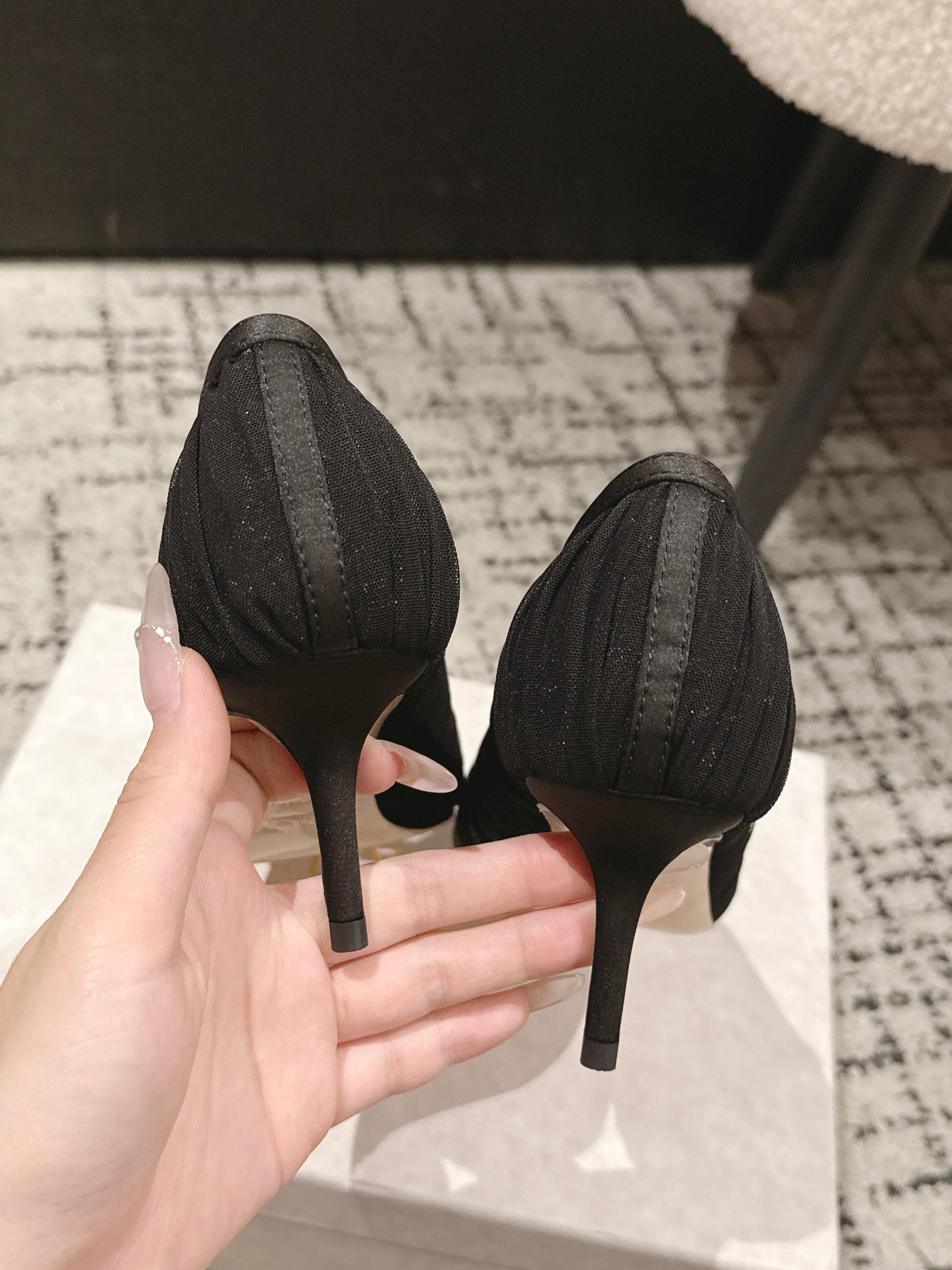 JIMMY CHOO 26S POINTED-TOE HIGH HEELS 65 MM IN BLACK FABRIC