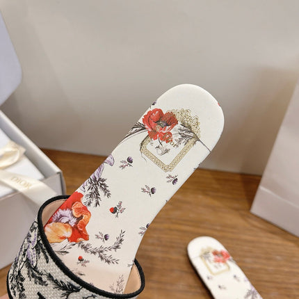 DIOR 26S FLAT SLIDE SANDALS IN MULTICOLOR EMBROIDERED CANVAS 003
