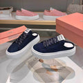 MIUMIU 26S SNEAKER MULES 45MM IN NAVY BLUE MESH