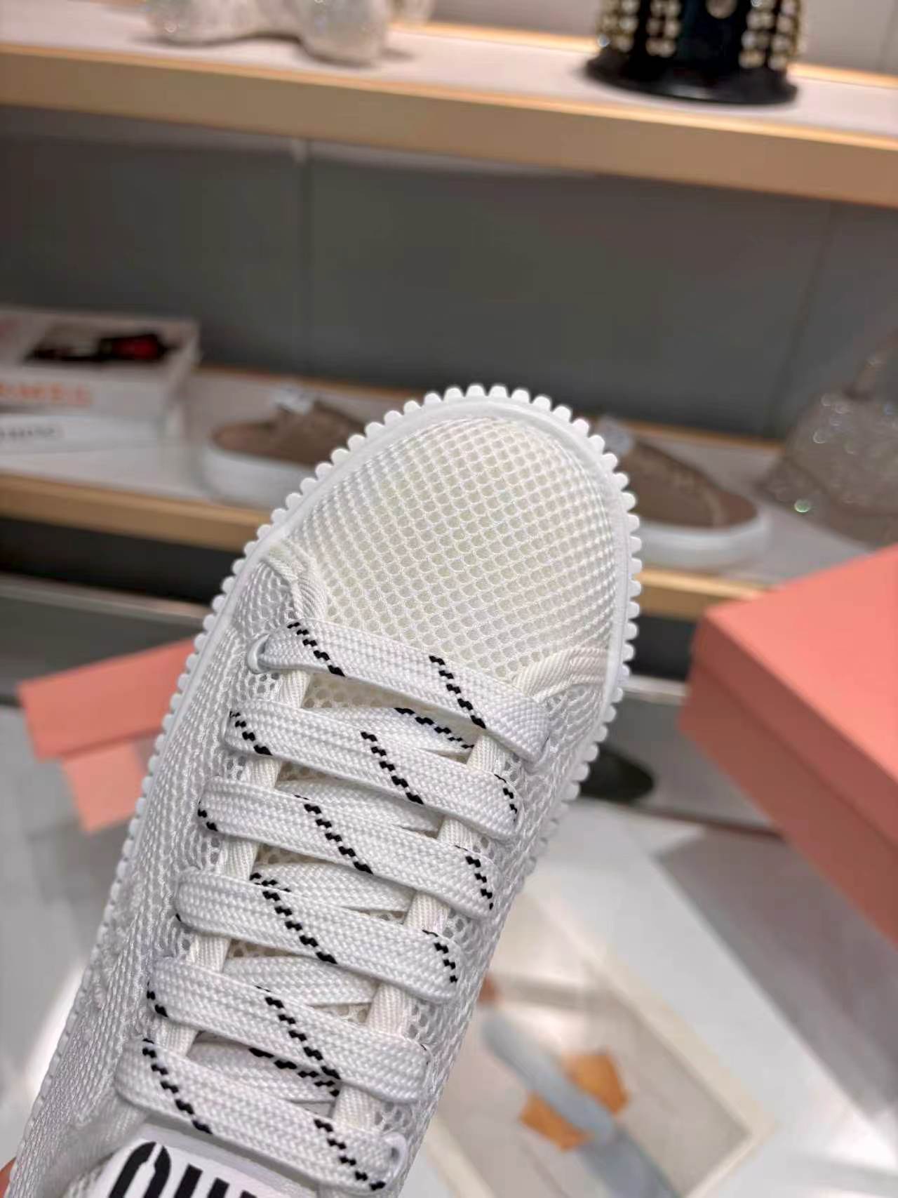 MIUMIU 26S SNEAKER 45MM IN WHITE MESH FABRIC