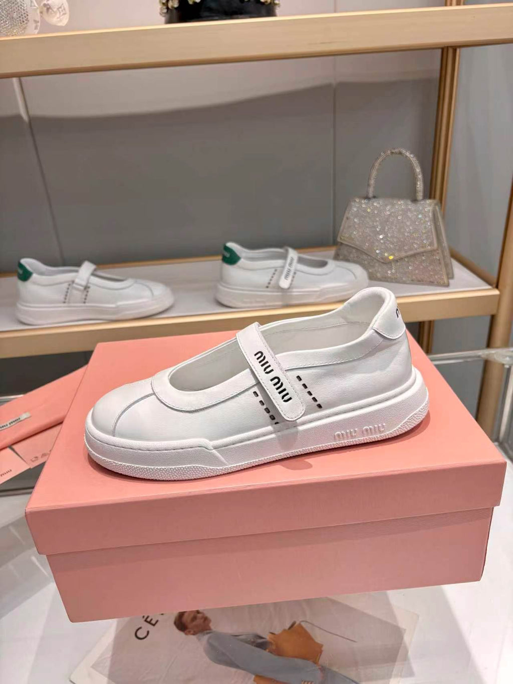 MIUMIU 26S MARY JANE BALLERINAS IN WHITE CALFSKIN