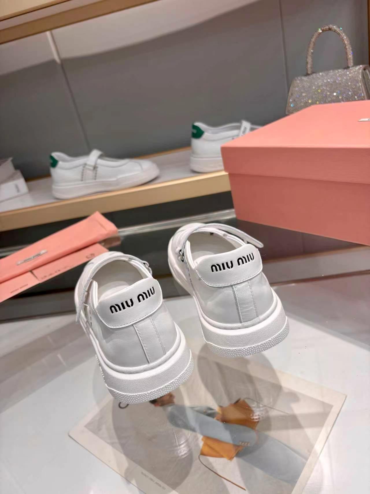 MIUMIU 26S MARY JANE BALLERINAS IN WHITE CALFSKIN