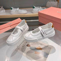 MIUMIU 26S MARY JANE BALLERINAS IN WHITE AND TAN BROWN CALFSKIN