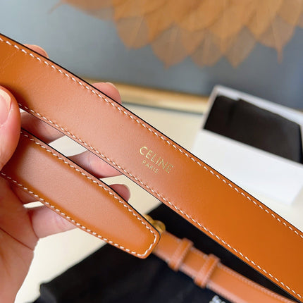 CELINE 26S BELT 25 MM IN BROWN CALFSKIN 631345