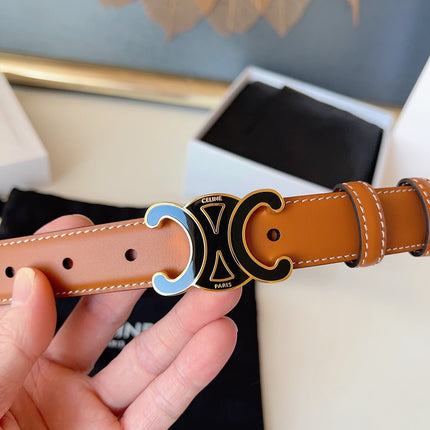 CELINE 26S BELT 25 MM IN BROWN CALFSKIN 631345