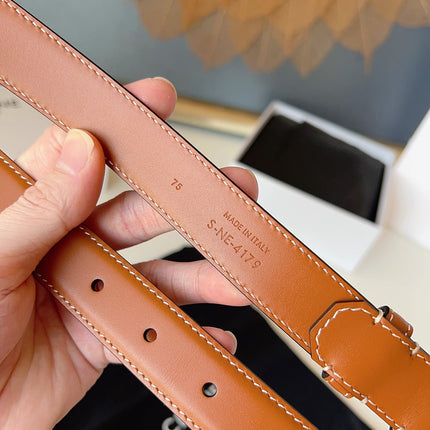 CELINE 26S BELT 25 MM IN BROWN CALFSKIN 631345