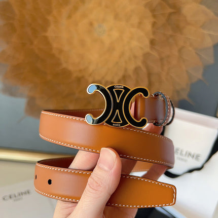 CELINE 26S BELT 25 MM IN BROWN CALFSKIN 631345