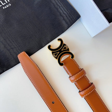 CELINE 26S BELT 25 MM IN BROWN CALFSKIN 631345