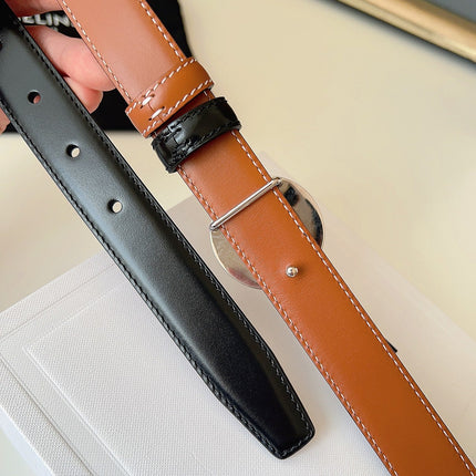CELINE 26S BELT 25 MM IN BLACK AND BROWN CALFSKIN 636393