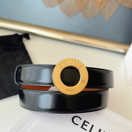 CELINE 26S BELT 25 MM IN BLACK AND BROWN CALFSKIN 636394