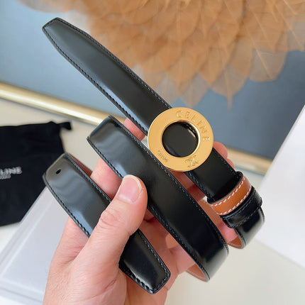 CELINE 26S BELT 25 MM IN BLACK AND BROWN CALFSKIN 636394