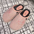 FLAT MULE IN LIGHT PINK SUEDE WITH CRYSTALS