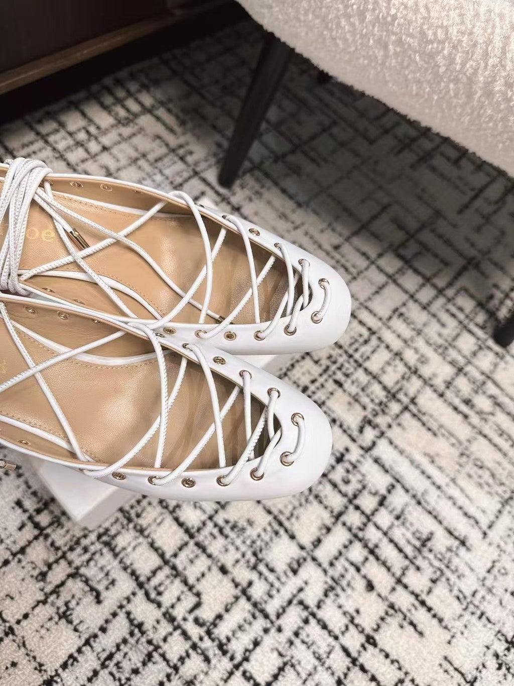 CHLOÉ 26S LACE-UP HEELS 60 MM IN WHITE CALFSKIN