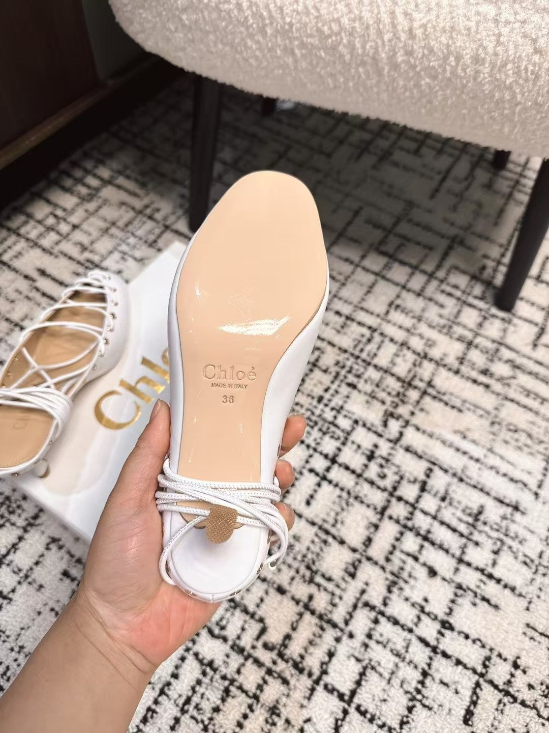 CHLOÉ 26S LACE-UP HEELS 60 MM IN WHITE CALFSKIN