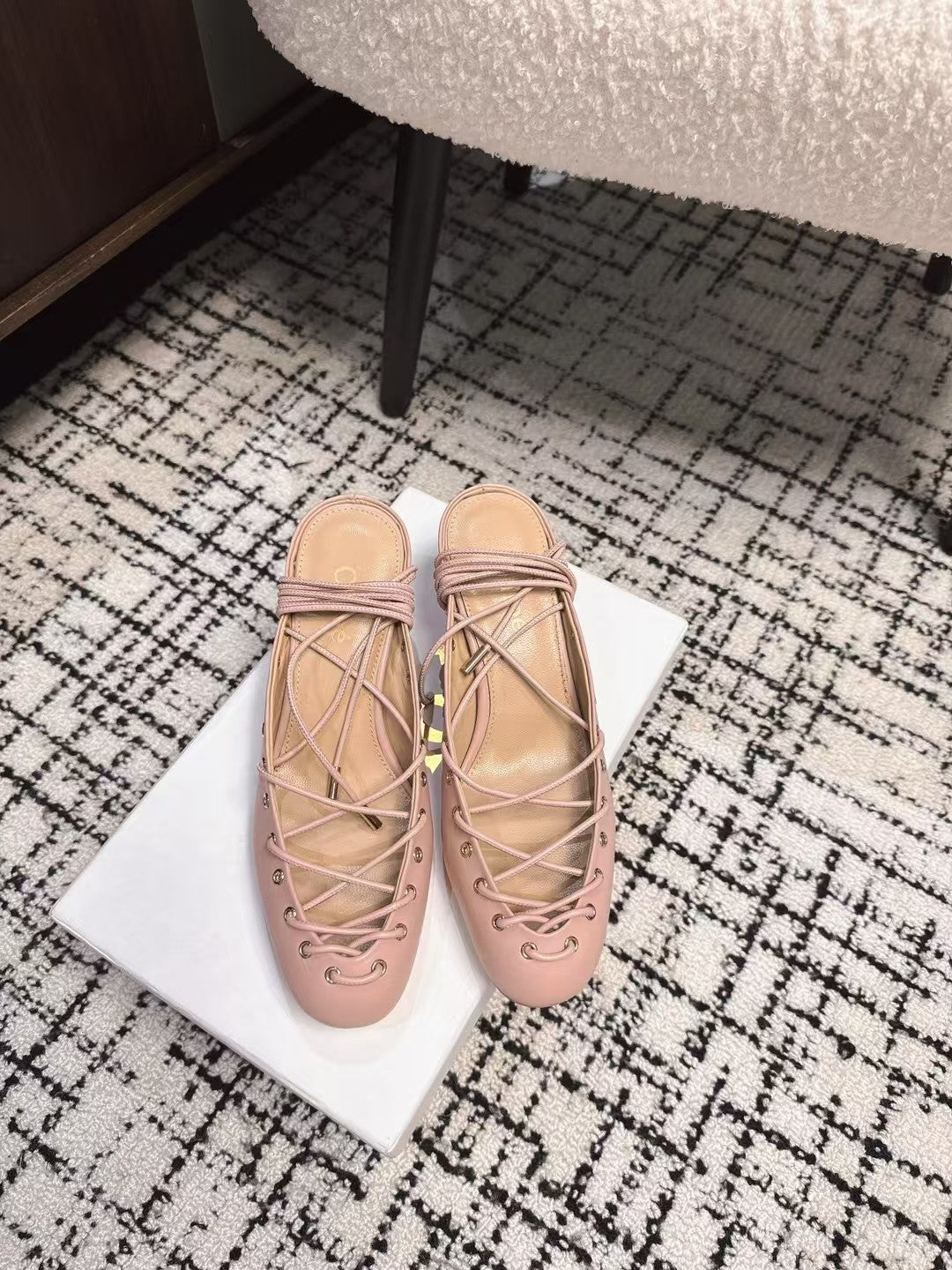 CHLOÉ 26S LACE-UP HEELS 60 MM IN NUDE PINK CALFSKIN