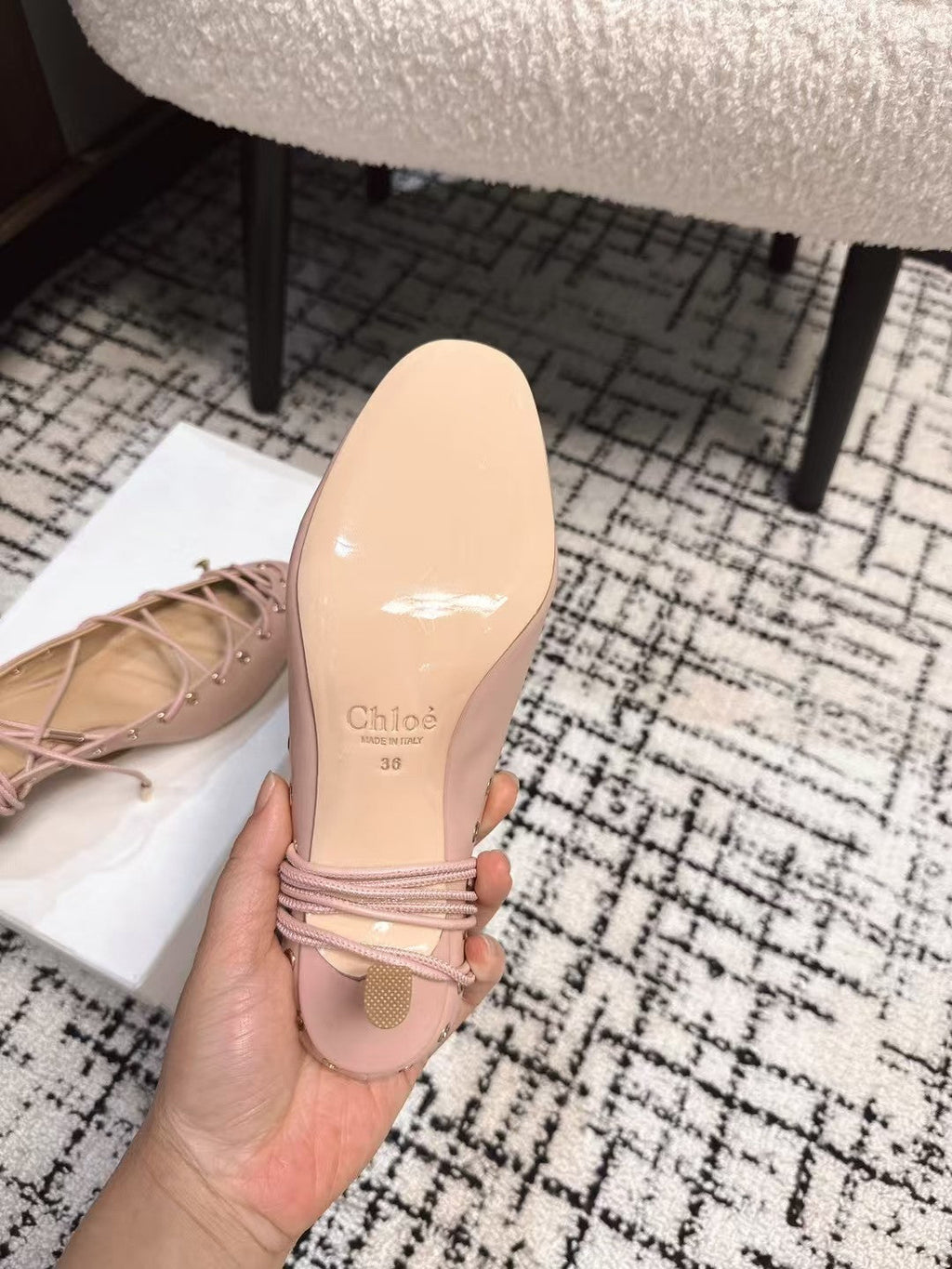 CHLOÉ 26S LACE-UP HEELS 60 MM IN NUDE PINK CALFSKIN