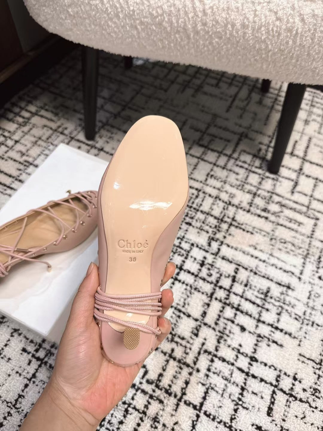 CHLOÉ 26S LACE-UP HEELS 60 MM IN NUDE PINK CALFSKIN