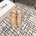CHLOÉ 26S LACE-UP HEELS 60 MM IN NUDE BEIGE CALFSKIN