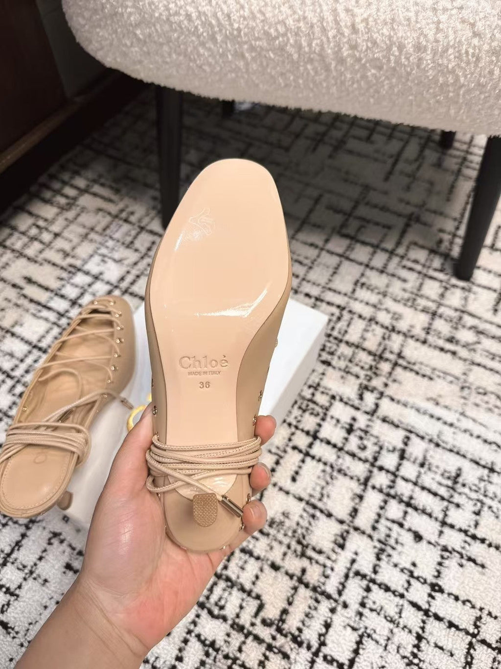 CHLOÉ 26S LACE-UP HEELS 60 MM IN NUDE BEIGE CALFSKIN