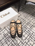CHLOÉ 26S LACE-UP HEELS 60 MM IN BLACK CALFSKIN