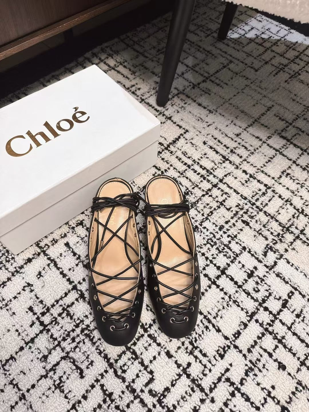 CHLOÉ 26S LACE-UP HEELS 60 MM IN BLACK CALFSKIN
