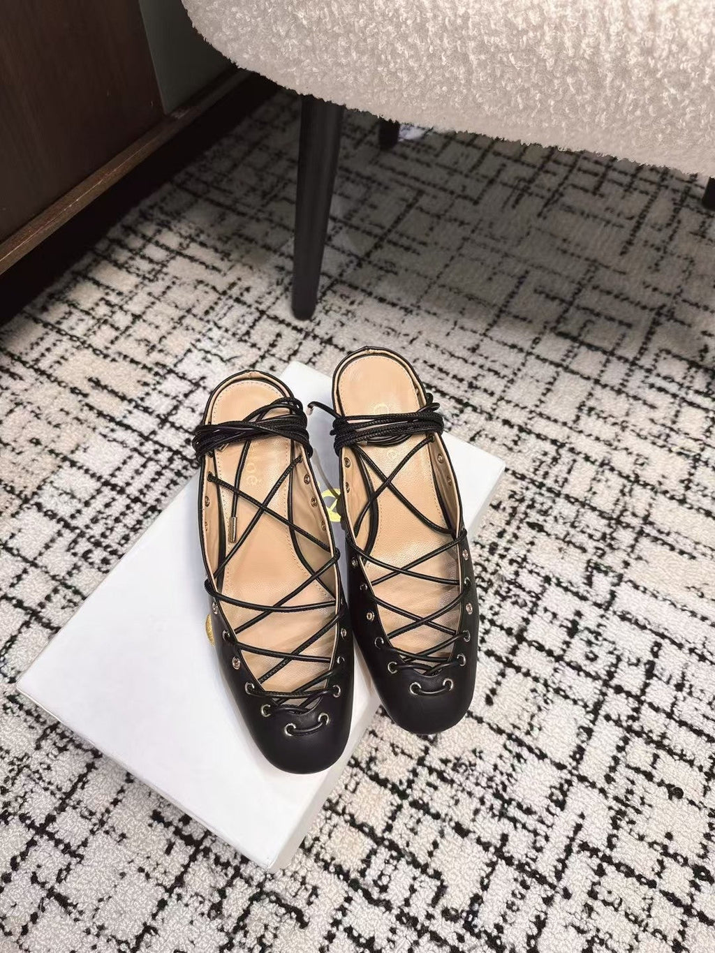 CHLOÉ 26S LACE-UP HEELS 60 MM IN BLACK CALFSKIN