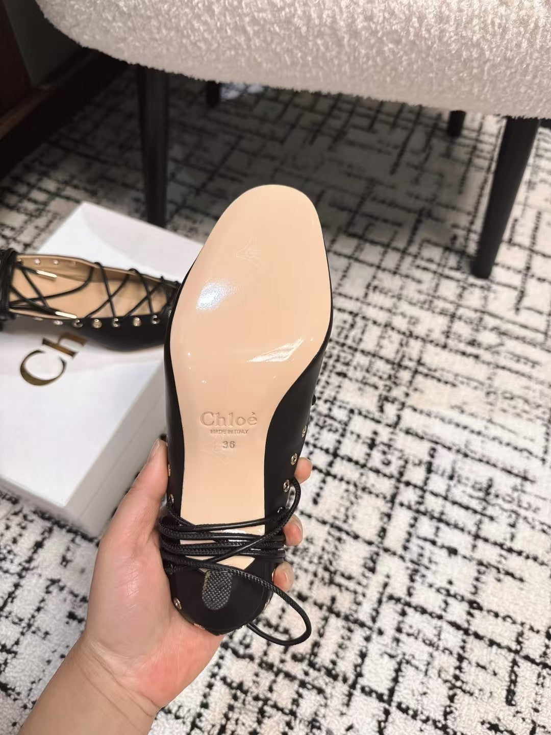 CHLOÉ 26S LACE-UP HEELS 60 MM IN BLACK CALFSKIN