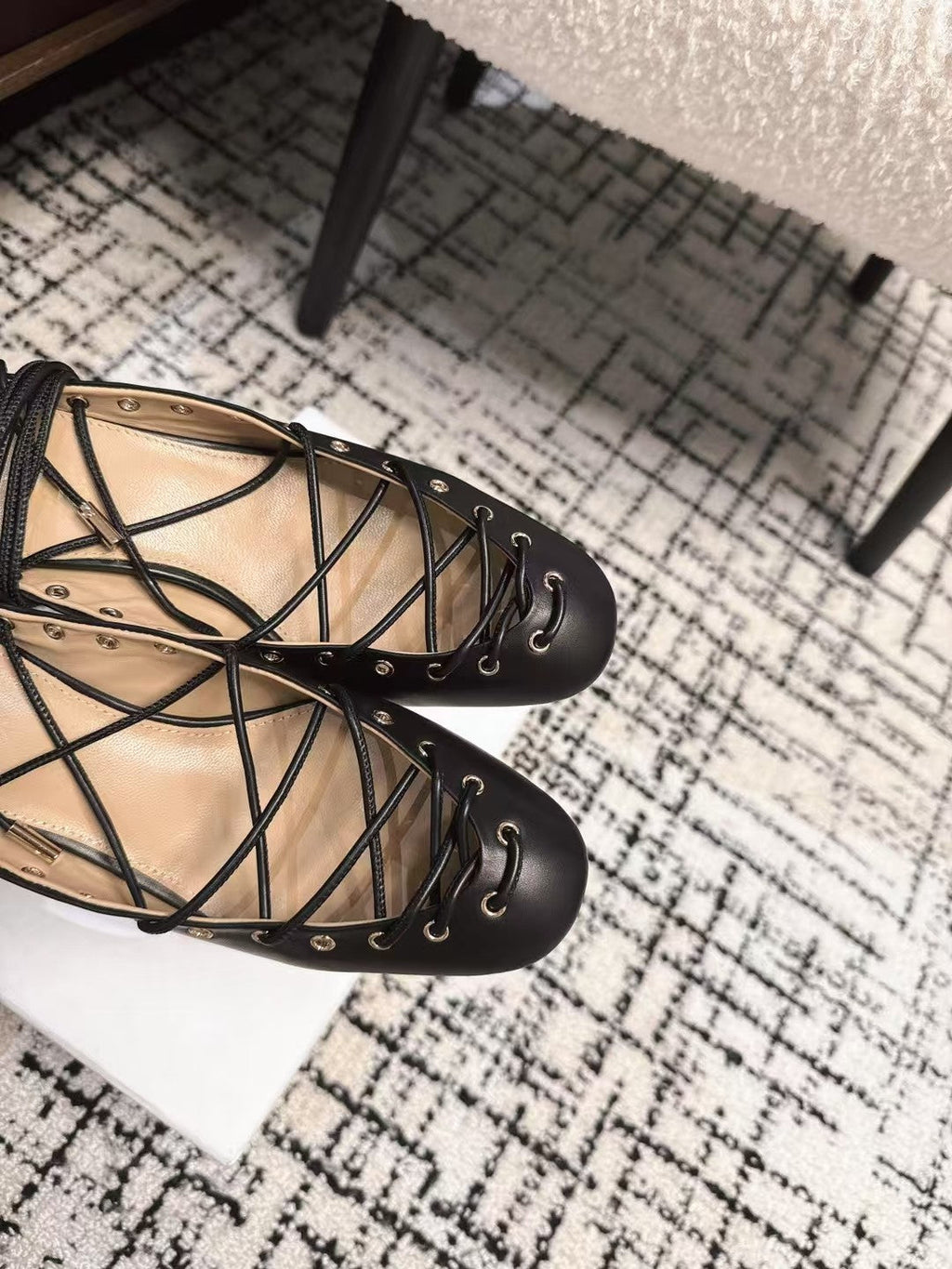 CHLOÉ 26S LACE-UP HEELS 60 MM IN BLACK CALFSKIN