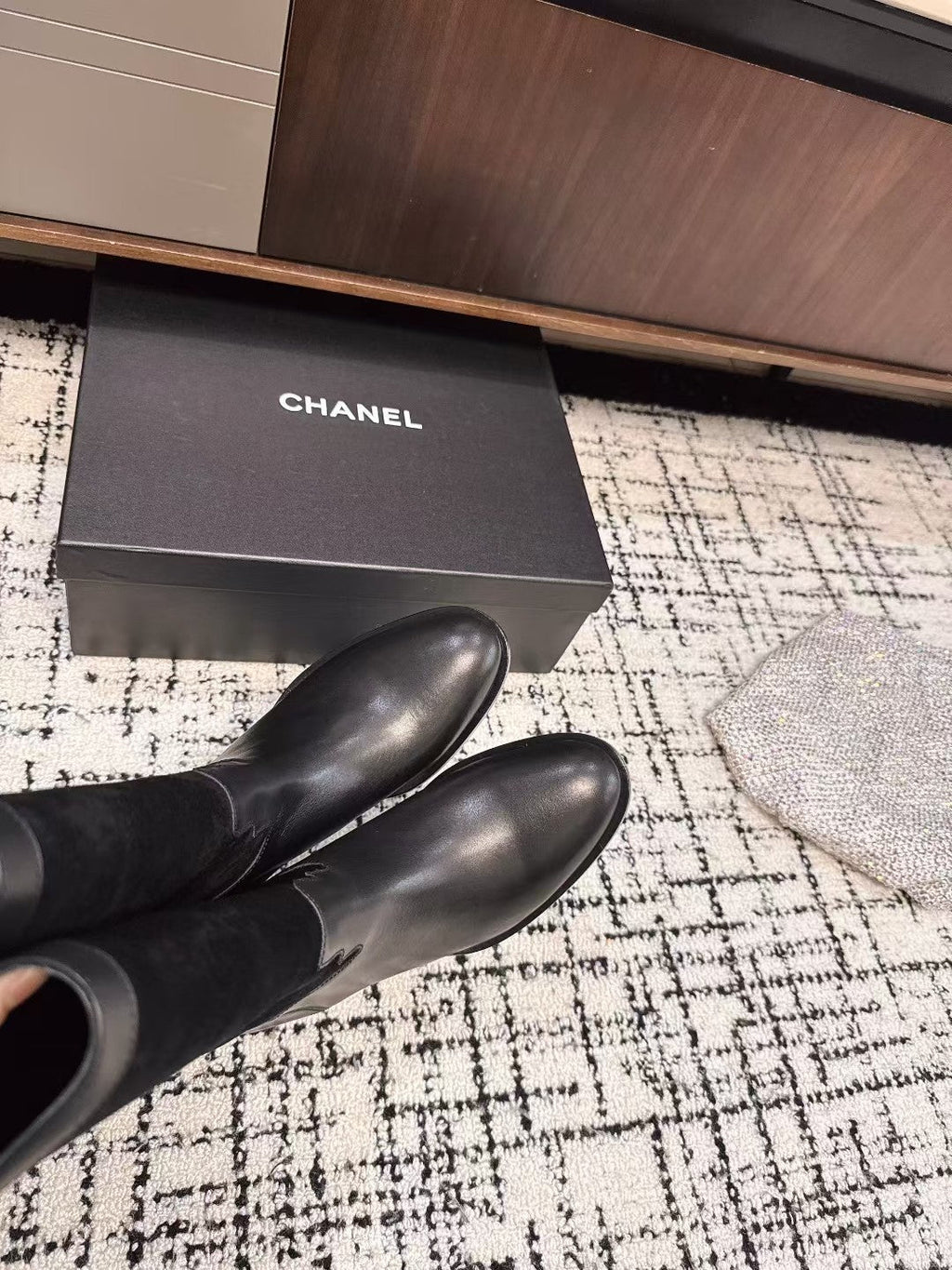 CC BOOTS IN BLACK SUEDE AND CALFSKIN 393518