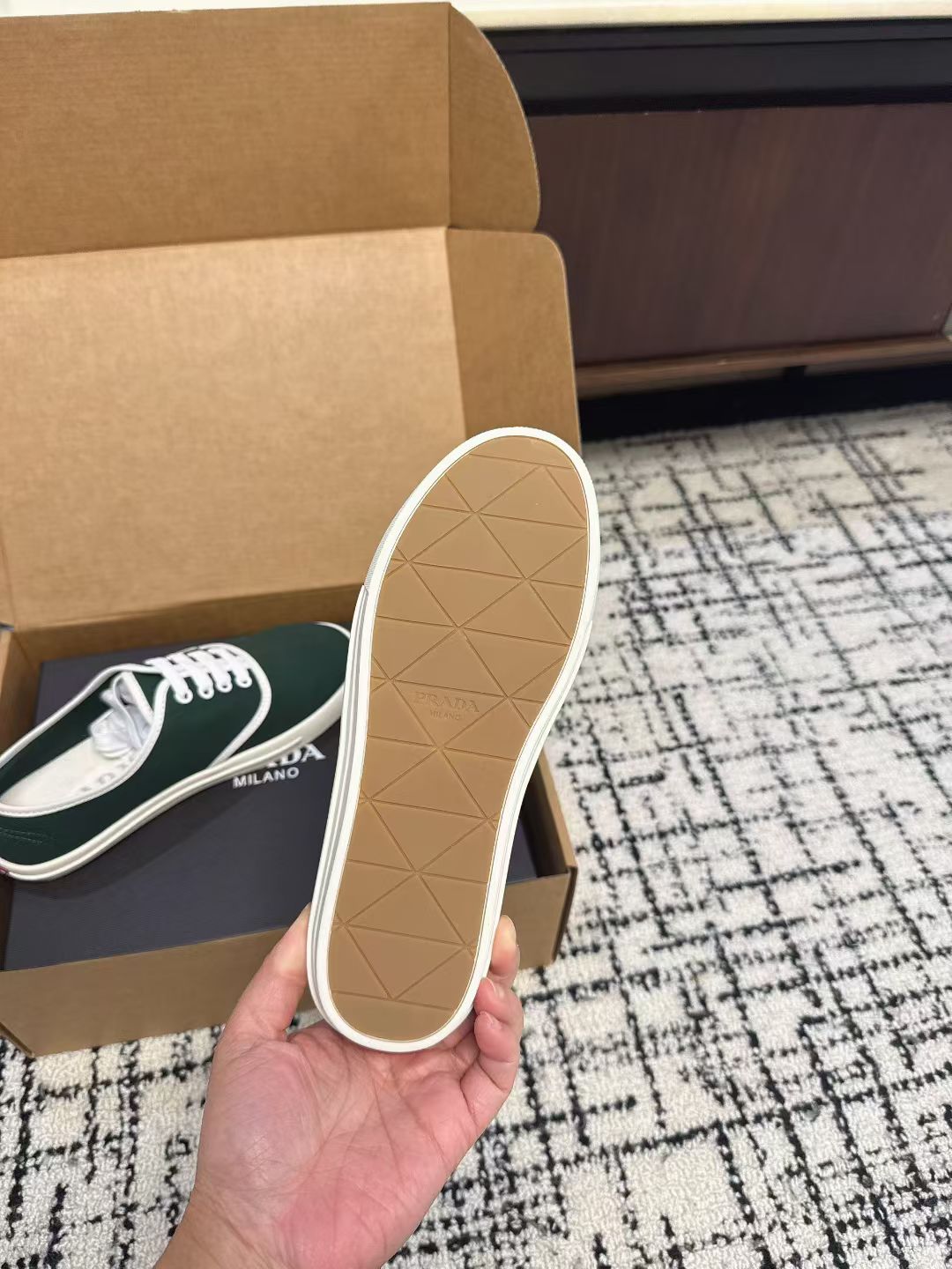 PRADA 26S LACE UP SNEAKERS IN DARK TEAL CANVAS
