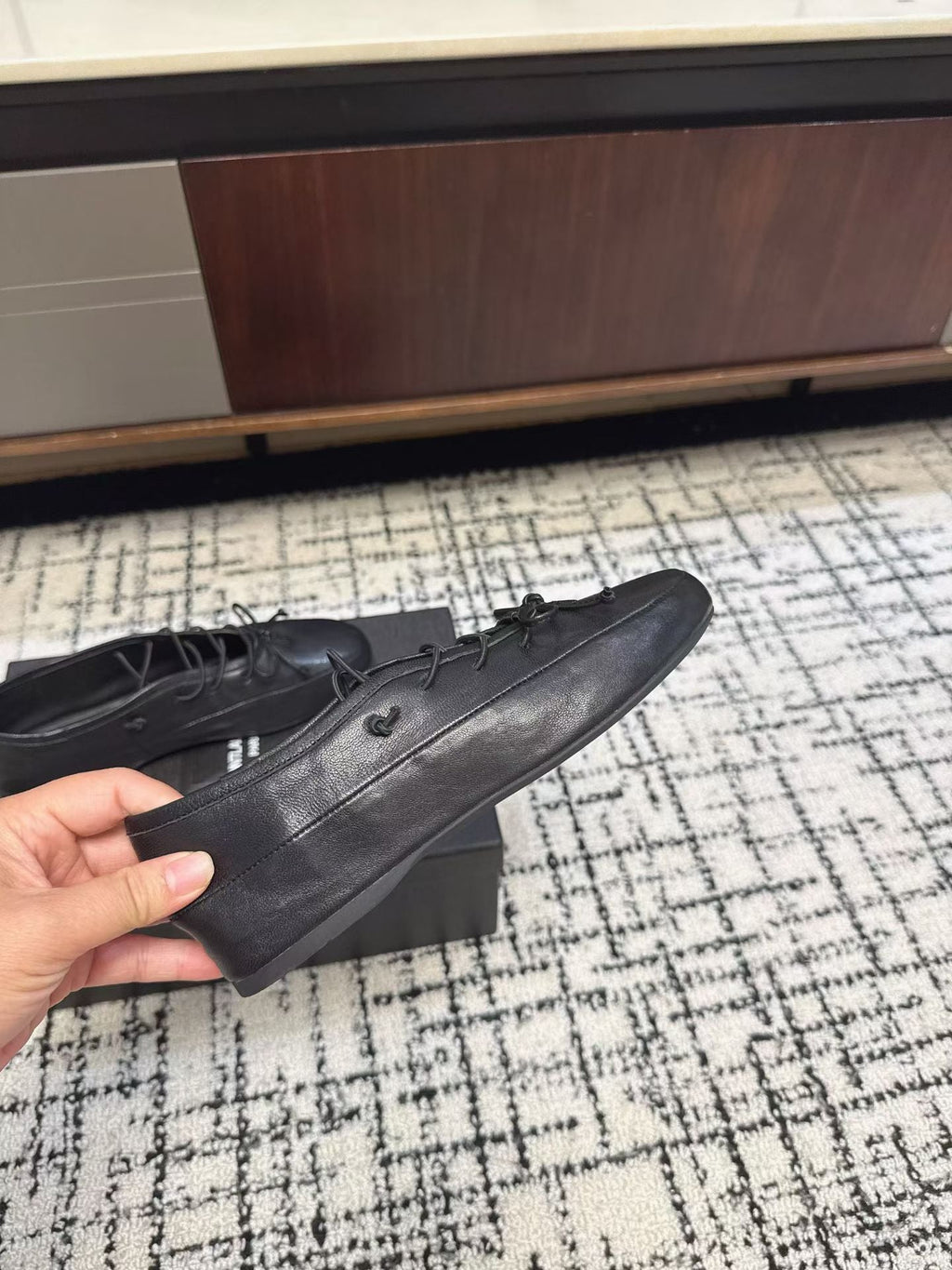 MIUMIU 26S LACE UP BOW LOAFERS IN BLACK CALFSKIN