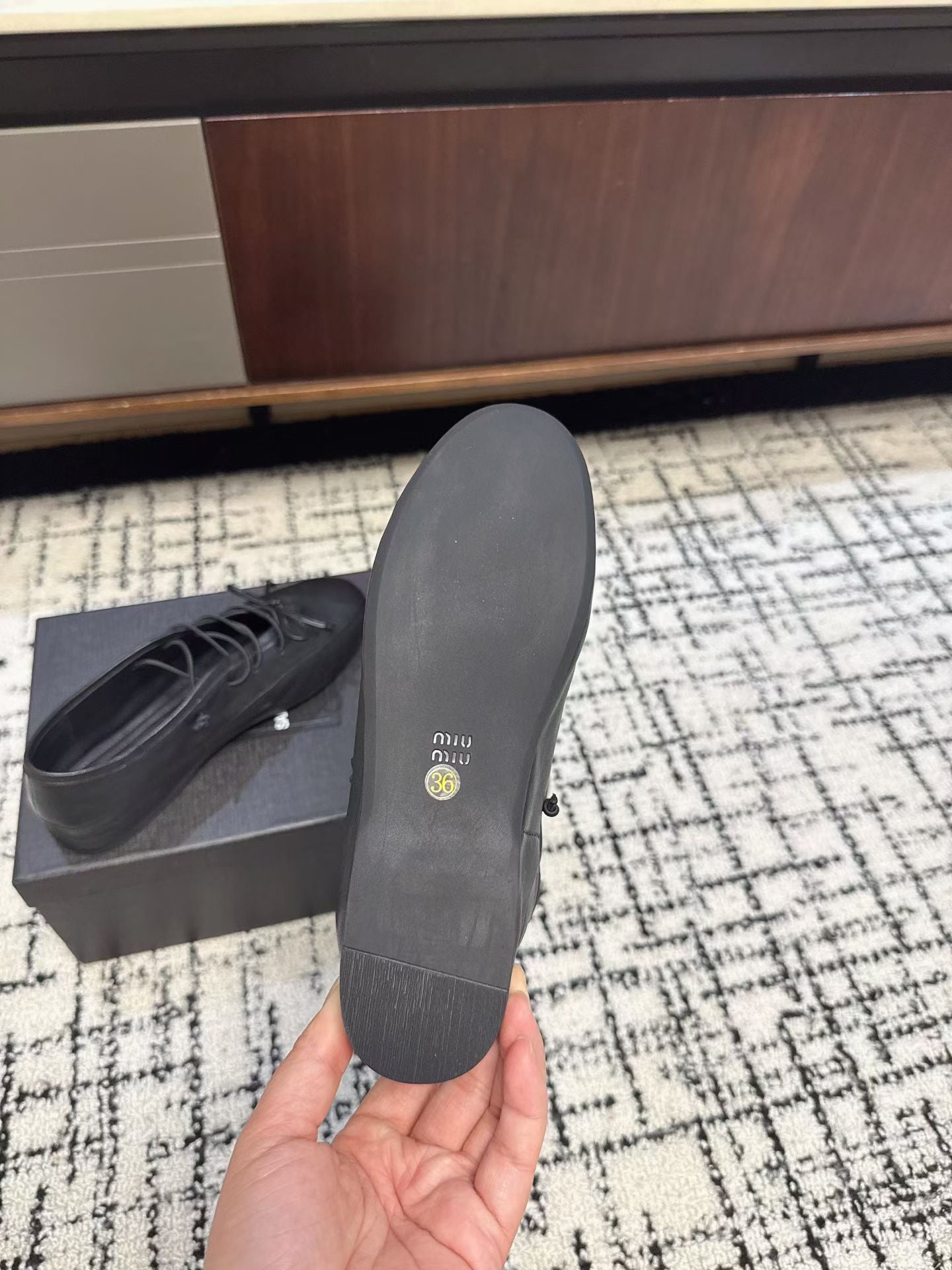 MIUMIU 26S LACE UP BOW LOAFERS IN BLACK CALFSKIN