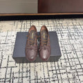 MIUMIU 26S LACE UP BOW LOAFERS IN DARK BROWN CALFSKIN