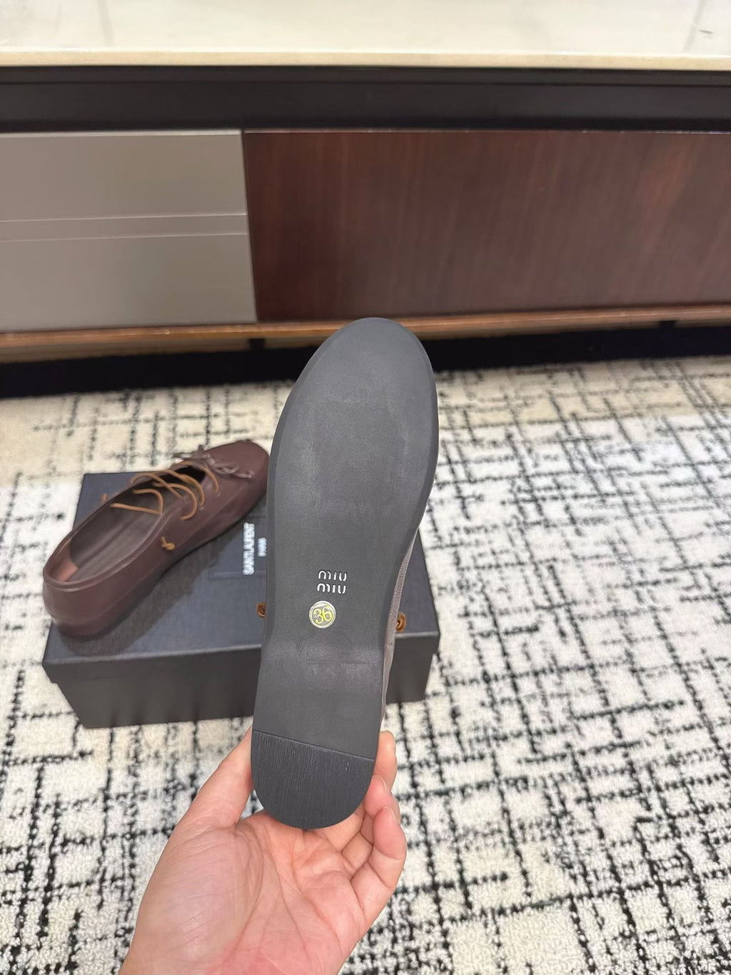 MIUMIU 26S LACE UP BOW LOAFERS IN DARK BROWN CALFSKIN
