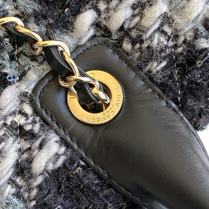 CHANEL 25S SHOPPING BAG 40 IN BLACK MIX GREY TWEED