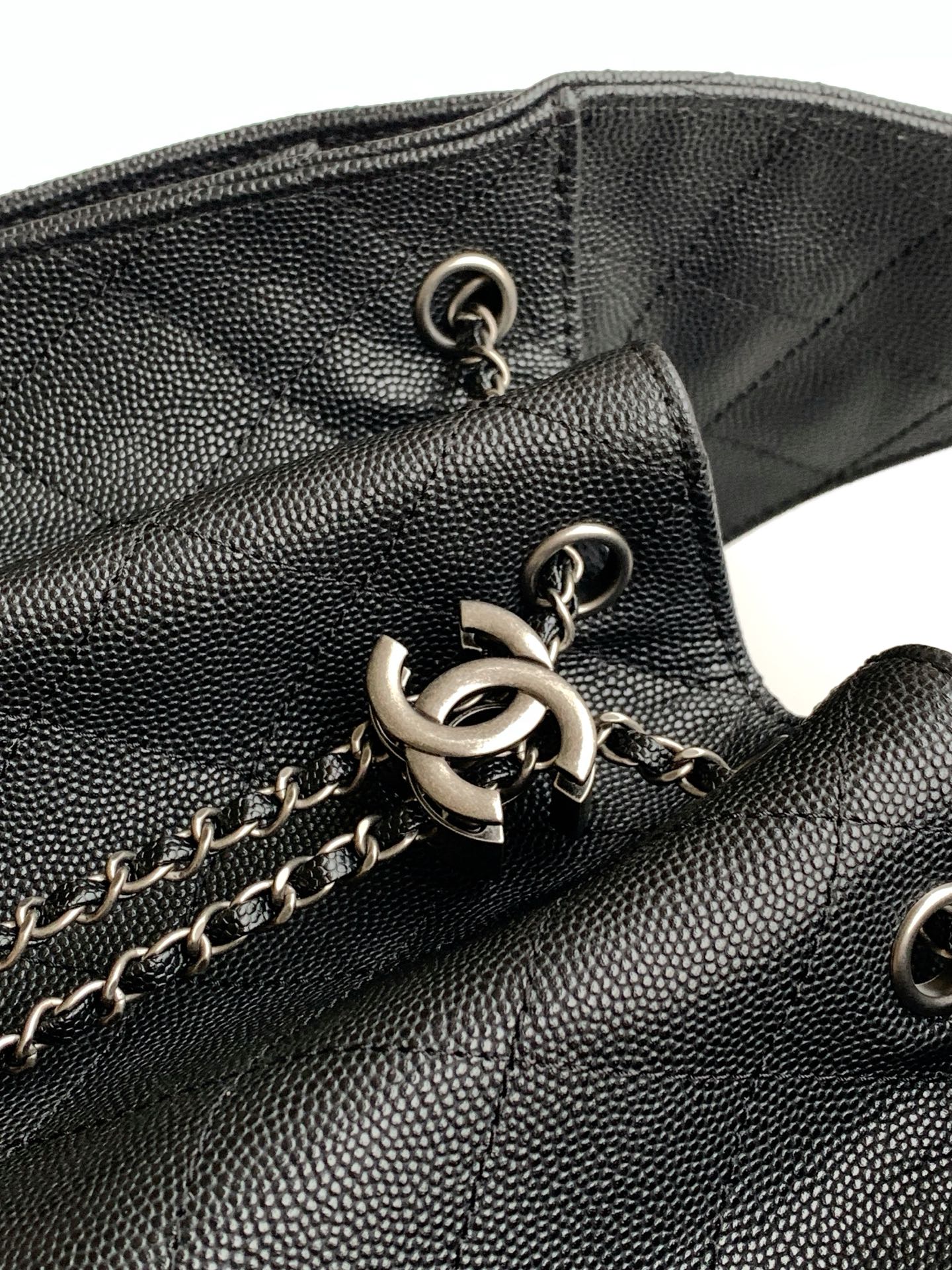 CHANEL 26S HOBO BAG 30 IN BLACK CAVIAR CALFSKIN DARK SILVER HARDWARE