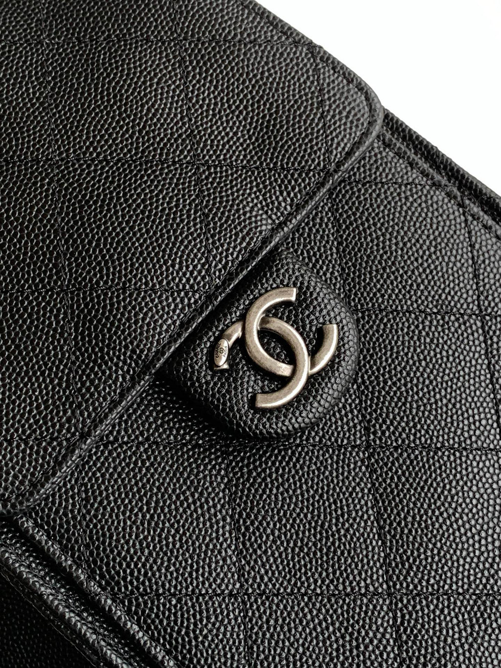 CHANEL 26S HOBO BAG 30 IN BLACK CAVIAR CALFSKIN DARK SILVER HARDWARE