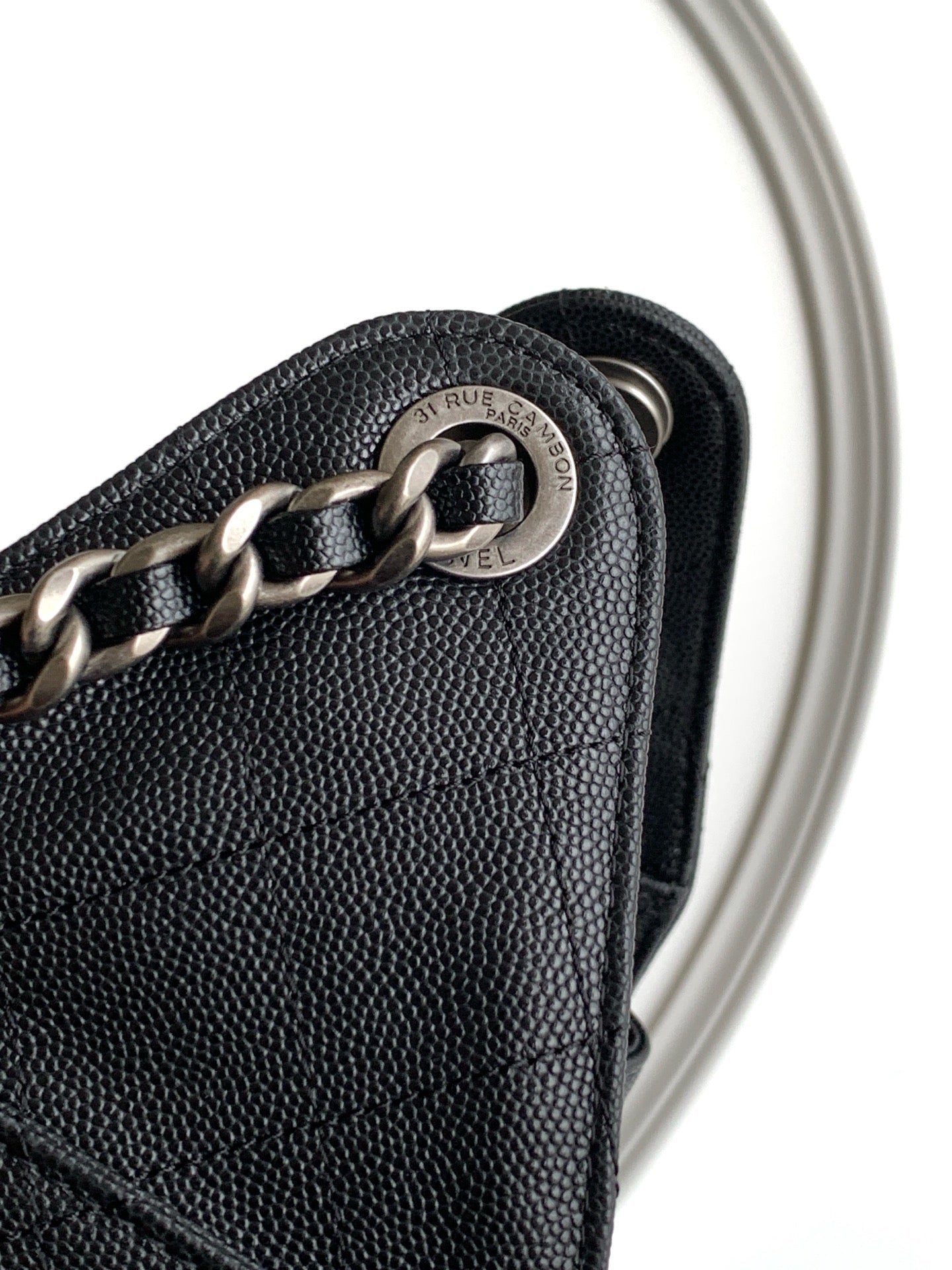 CHANEL 26S HOBO BAG 30 IN BLACK CAVIAR CALFSKIN DARK SILVER HARDWARE