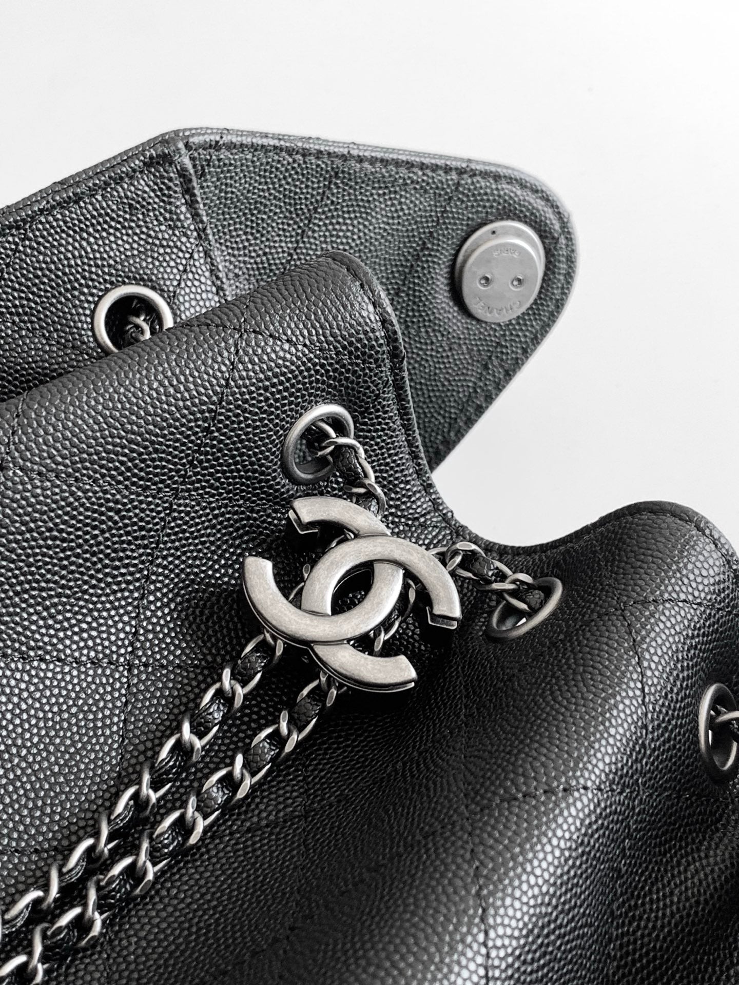 CHANEL 26S HOBO BAG 40 IN BLACK CAVIAR CALFSKIN DARK SILVER HARDWARE