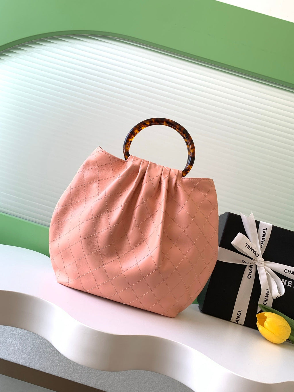 CHANEL 26S HAND BAG 32 IN PINK LAMBSKIN GOLD HARDWARE