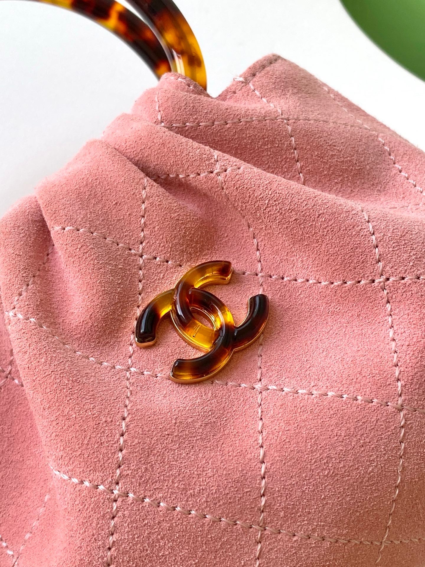 CHANEL 26S HAND BAG 12 IN PINK SUEDE GOLD HARDWARE