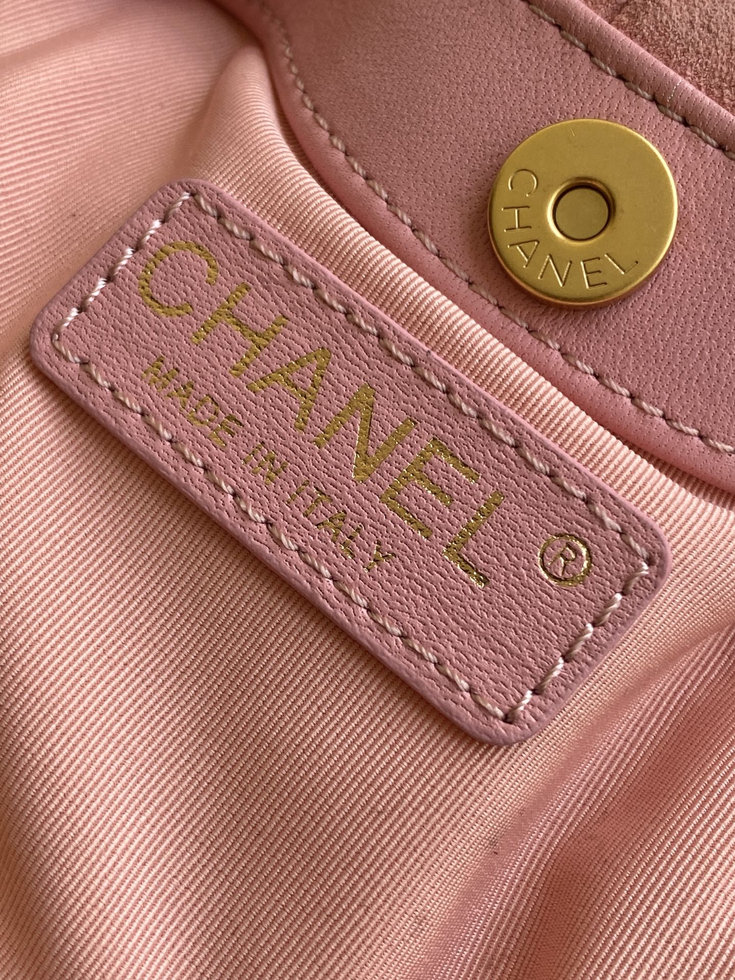 CHANEL 26S HAND BAG 12 IN PINK SUEDE GOLD HARDWARE