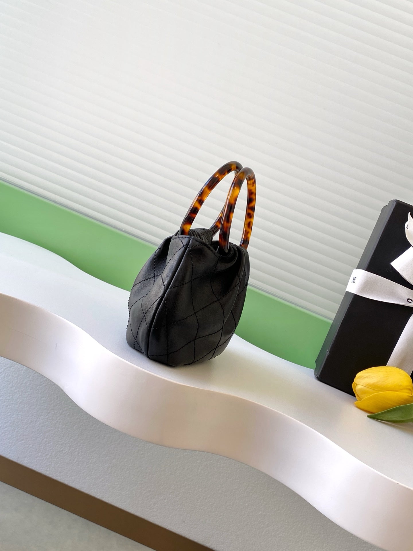 CHANEL 26S HAND BAG 12 IN BLACK LAMBSKIN GOLD HARDWARE