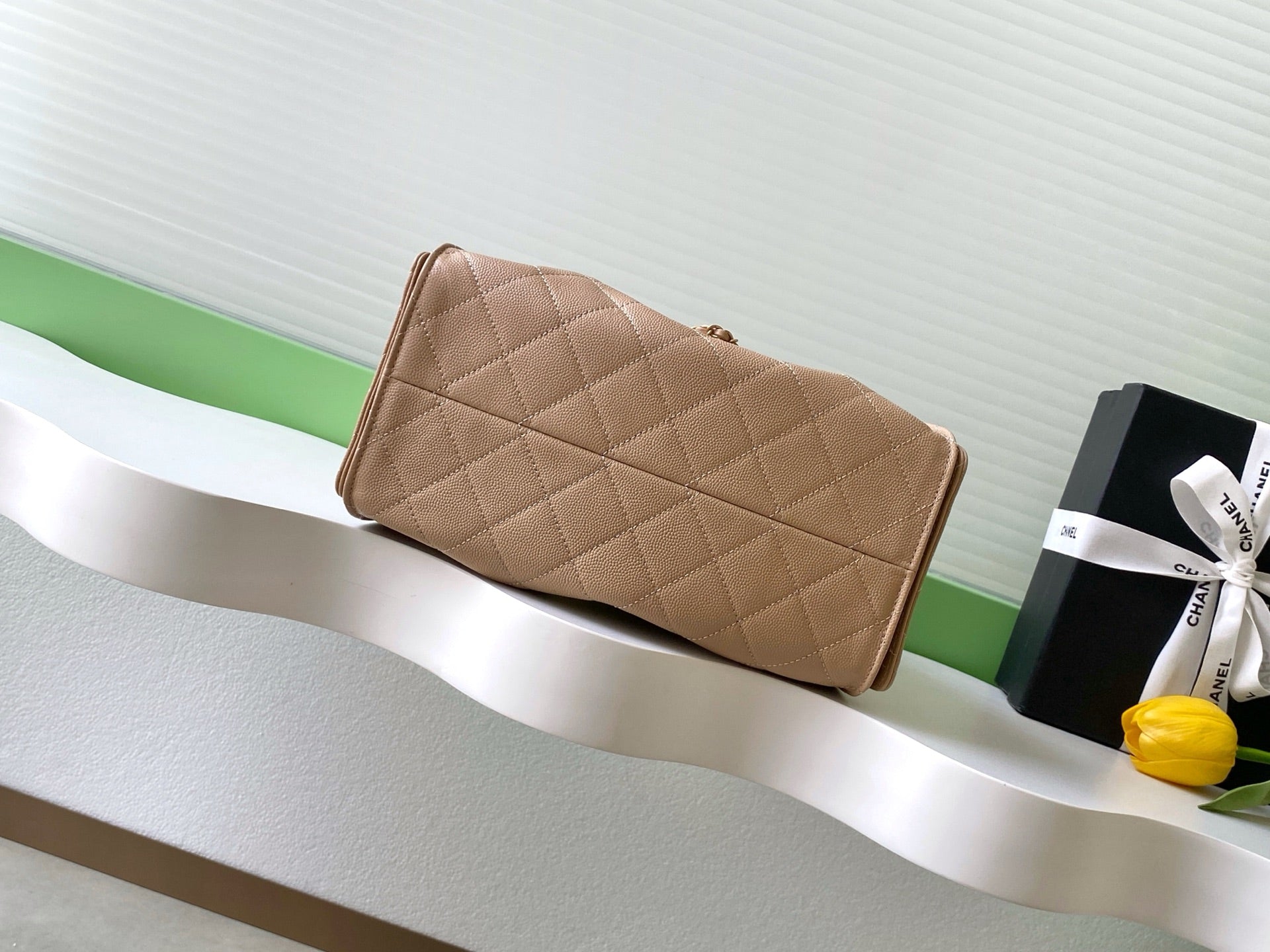 CHANEL 26S HOBO BAG 30 IN DARK BEIGE CAVIAR CALFSKIN GOLD HARDWARE