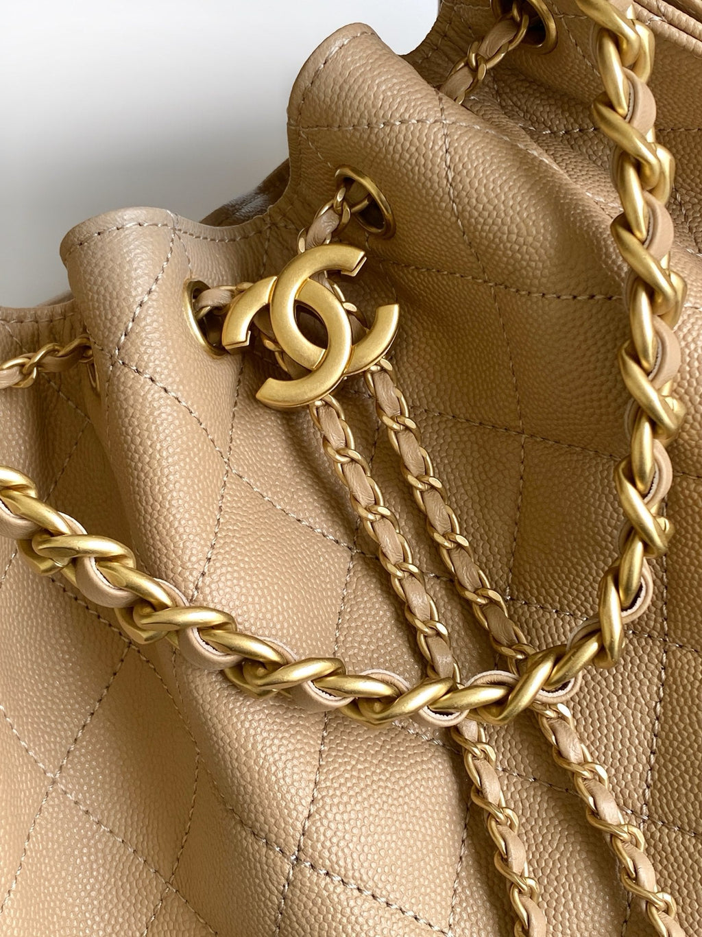 CHANEL 26S HOBO BAG 30 IN DARK BEIGE CAVIAR CALFSKIN GOLD HARDWARE
