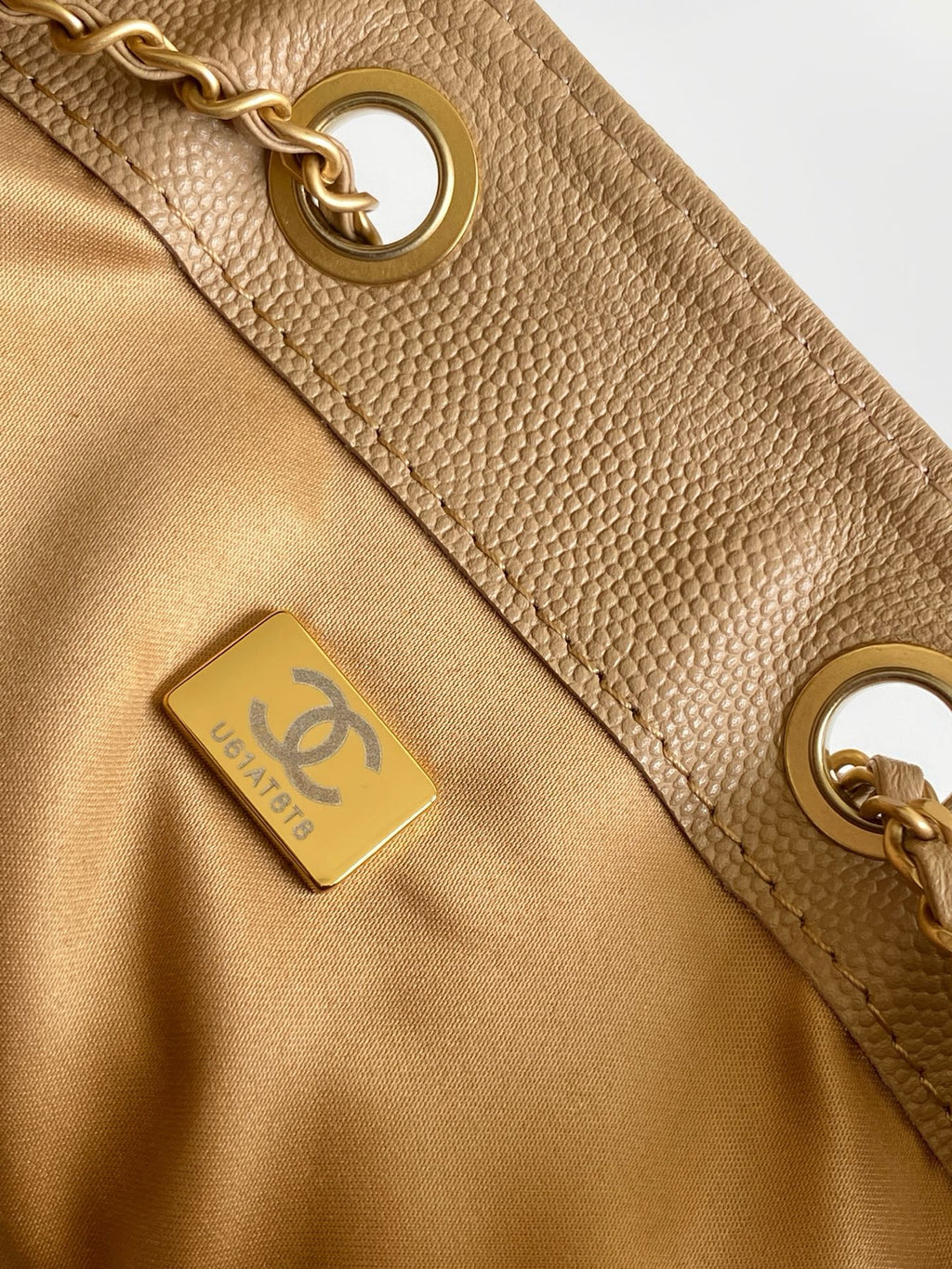 CHANEL 26S HOBO BAG 40 IN DARK BEIGE CAVIAR CALFSKIN GOLD HARDWARE
