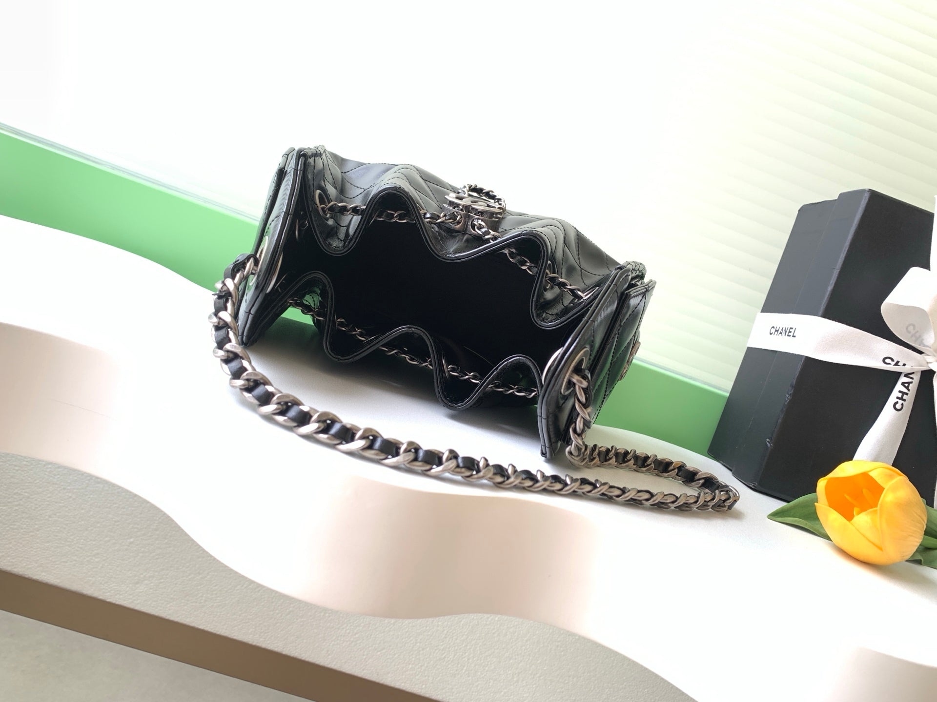 CHANEL 26S HOBO BAG 22 IN BLACK CALFSKIN